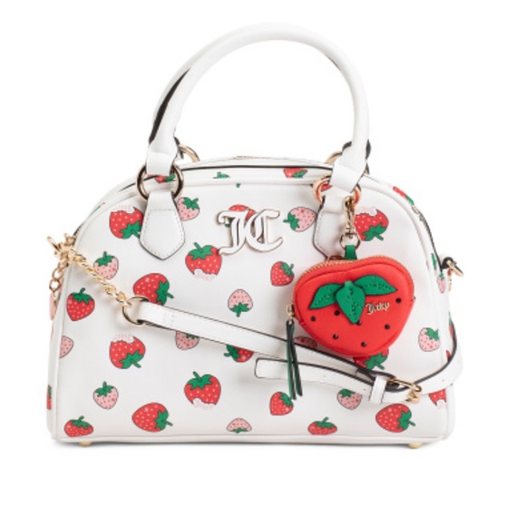 Juicy Couture White Strawberry Print Bowler Bag - Picture 4 of 7